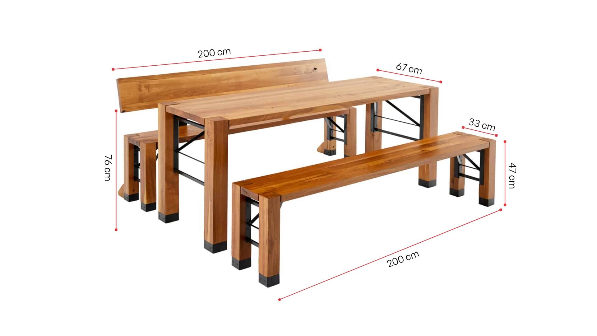 Lago designer set in oak wood with backrest RUKU1952